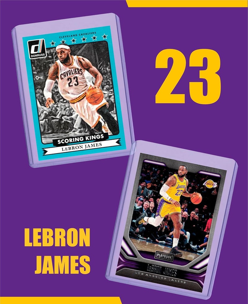 Panini, Topps, Hoops, Upper Deck Lebron James (4) Assorted Basketball Cards Bundle - Lakers, Cavaliers, Heat Trading Cards - MVP # 23 - Image 2